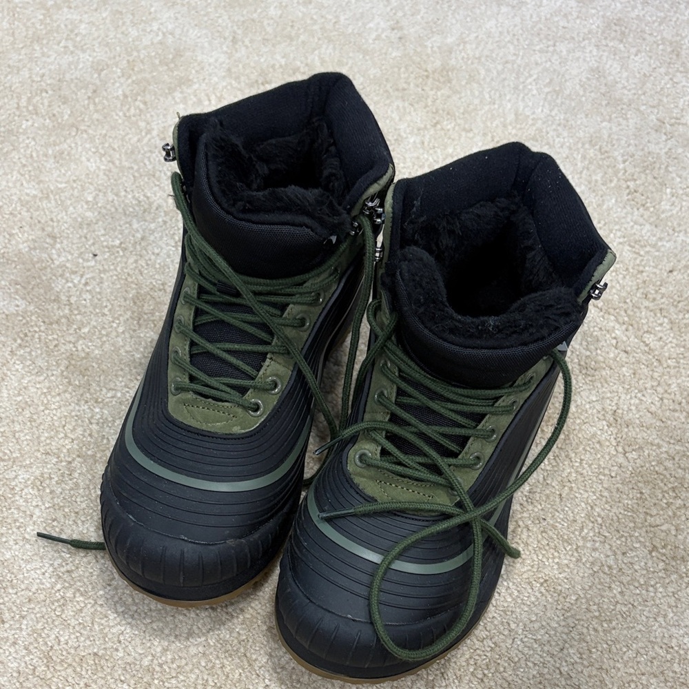 Green and Black Winter Boots